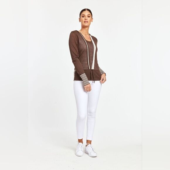 Dolce Cabo linen blend mocha brown top size L - Picture 2 of 10